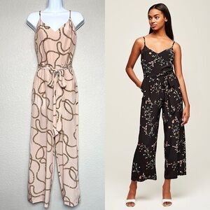 NWT L’AGENCE Silk Chain Print Sleeveless Tie Waist Crop Wide Leg Cami Jumpsuit 2